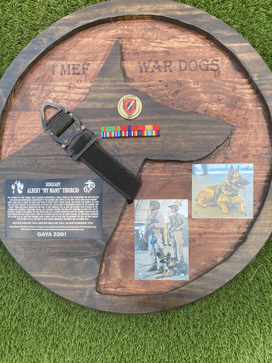 I MEF War Dogs military plaque — Sergeant Albert Tiburcio, U.S. Marine Corps